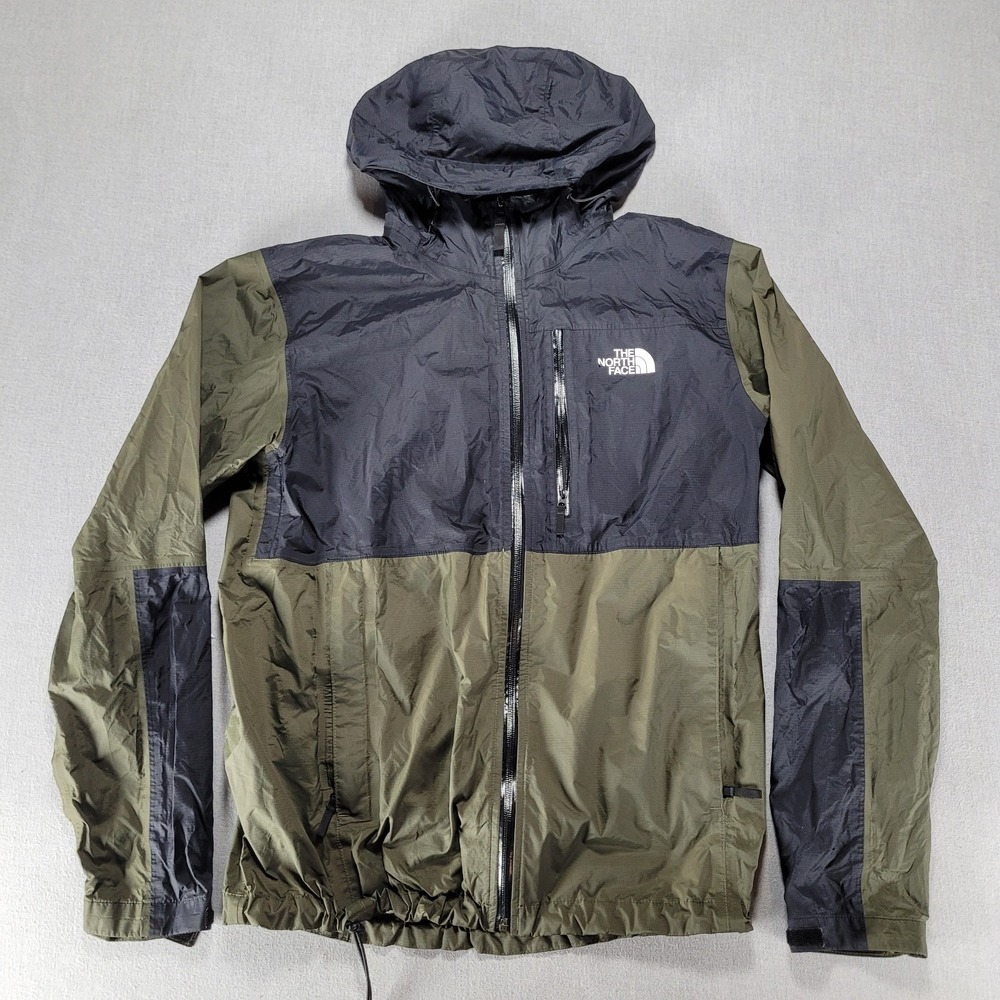 The North Face Mens Full-Zip Rain Jacket Journey DryVent Hood Olive Black Medium